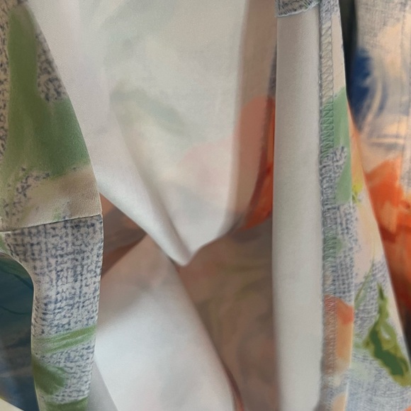 Calvin Klein Light Blue Midi Dress with Orange Floral Border - Picture 7 of 9